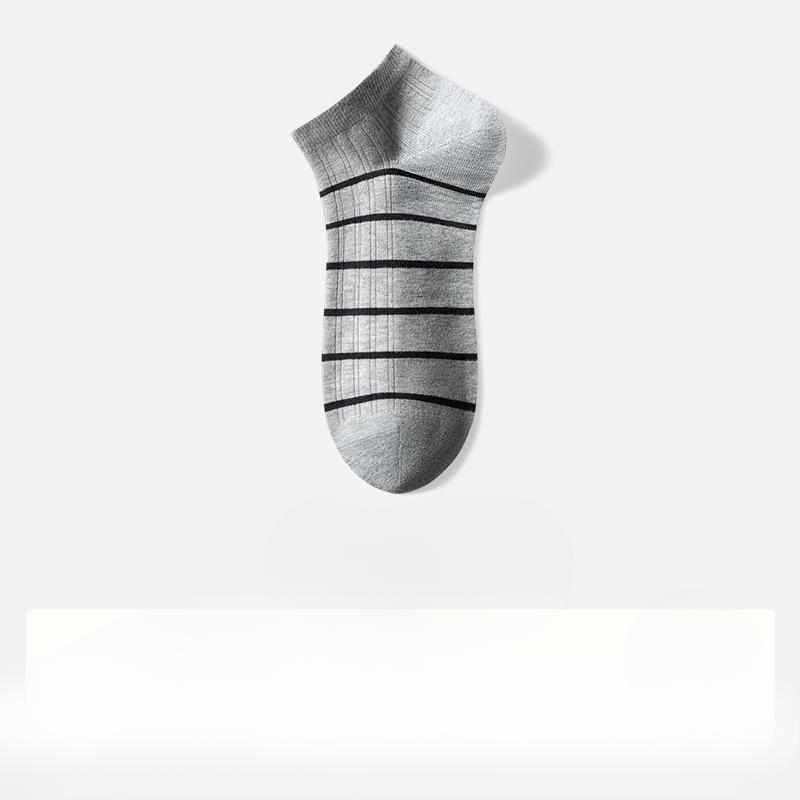 Мужские летние тонкие повседневные полосатые хлопковые дезодорирующие носки, впитывающие пот, антибактериальные