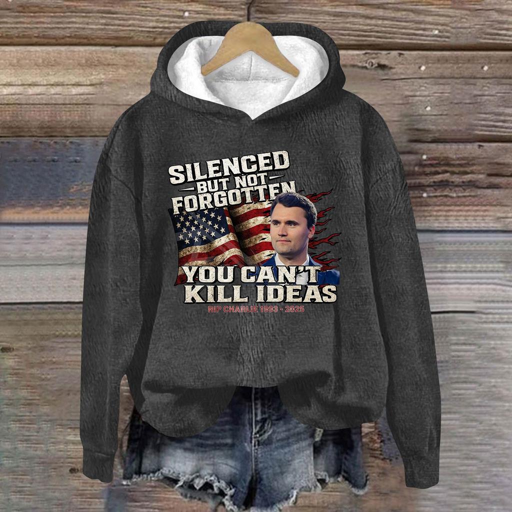 Ladies Fashion Casual Long Sleeve Printed Round Neck Hoodie Pullover Top