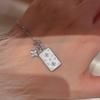 Vintage Four Leaf Clover Double Sided Brushed Pendant Necklace Fashion Luxury Diamond Inlaid Gold Pendant For Women