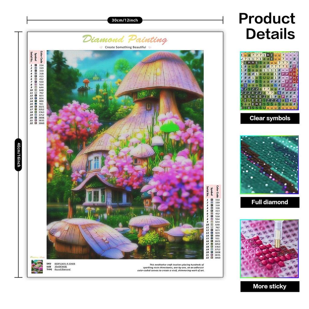 Diy Алмазная картина Цветочный дом Вышивка крестиком Мозаика Пейзаж Картина Стразы Настенный декор 30x40 см/12x16 дюймов