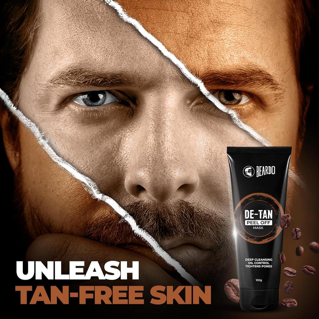 Beardo DeTan Peel Off Face Mask For Men 100 g Coffee Extract Deep Cleansing Tan Removal Blackhead Removal Smooth Skin Care