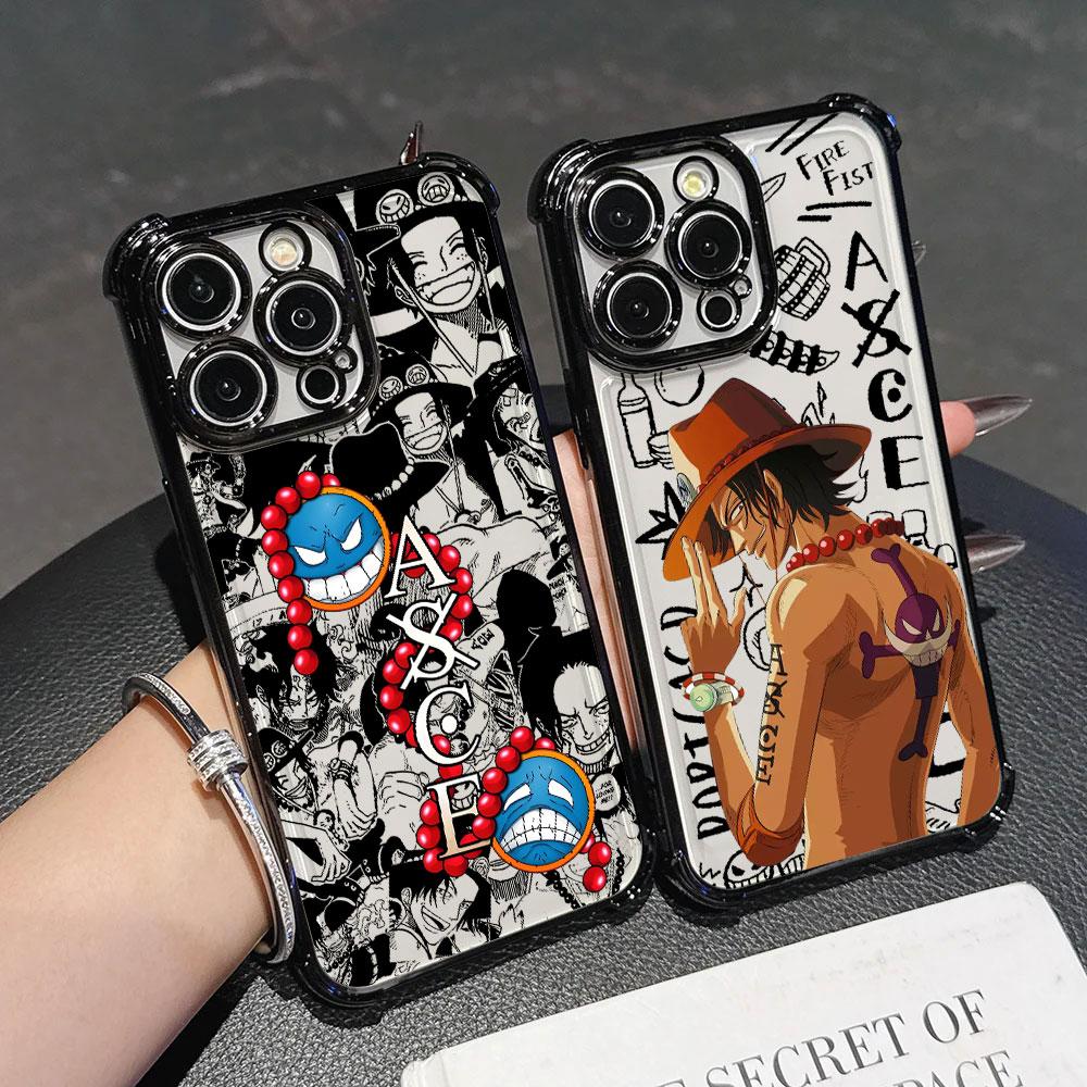Cool Portgas D Aces Plating Phone Case For Xiaomi Redmi A7 15 A3 15C 14C K50 Note 15 14 13 12 12s Pro Plus 4G5G Anti Fall Airbag