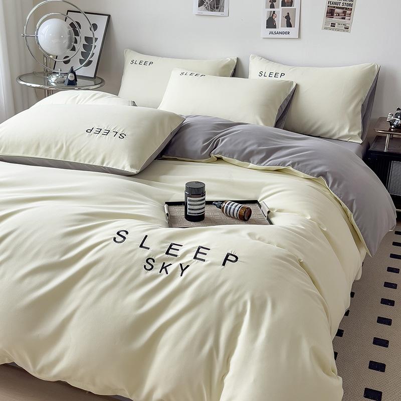 Bedding Four-piece Set Full Queen Size Printed Skin-friendly Water Wash Sheets Quilt Cover Pillowcase Set