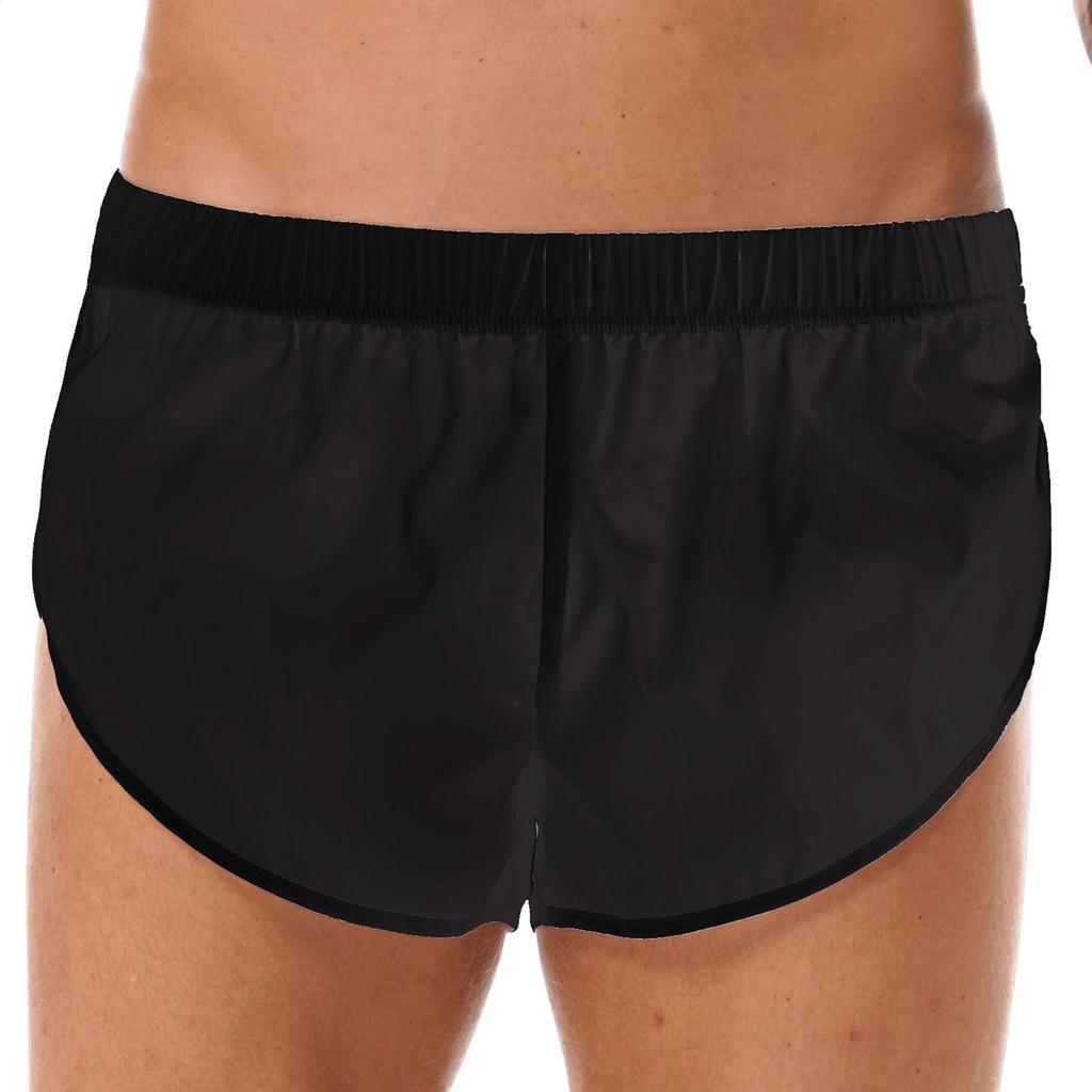 Mens Shorts Semi See-Through Sides Split Elastic Waistband Boxer Shorts Beach Shorts Swimsuits