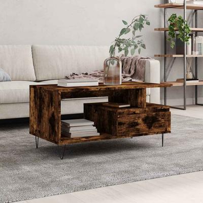vidaXL Couchtisch Räuchereiche 90x49x45 Cm Holzwerkstoff