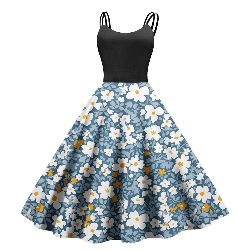 Women's Casual Fashion Print Sexy Off Shoulder Punk Retro Dress Retro Dress Dress