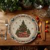 Holiday Dining Table Mat Round Christmas Placemat, 14 Inch Festive Pattern Anti Slip Tabletop Protector, Washable Placemats Heat Insulation Place for