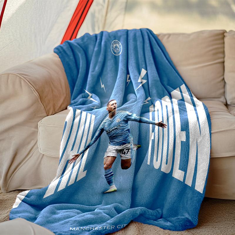 1pc Cozy Print Blanket, Manchester United Manchester City Blanket Appropriate for Home Picnic and Travel Adventures