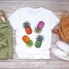 Цветные Мультяшные Фруктовые Футболки  Футболки с Авокадо и Ананасом Больших Размеров Повседневная Футболка Ежедневная Уличная Одежда Женские Повседневные Топы