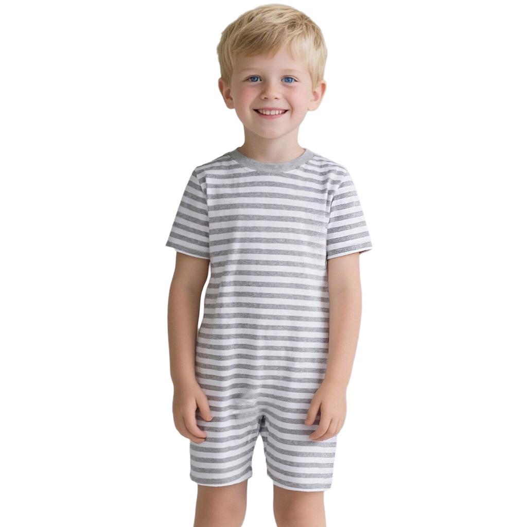 Thigh-Length Anti-Strip Romper for Kids: Invisible Back Zip, Breathable Short Sleeve, Ideal for Sensory & Behavioral Care