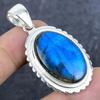 Natural Labradorite Gemstone 925 Sterling Silver Jewelry Pendant 2.05" I5z81