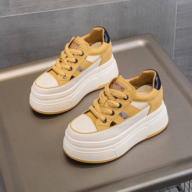 9 см натуральная кожа платформа кроссовки танкетка обувь для женщин дышащие кроссовки осенняя повседневная обувь скрытый каблук zapatillas mujer