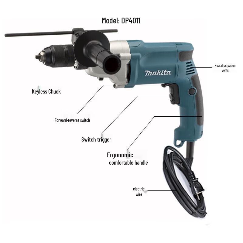 Makita DP4011 720 Вт Промышленная двухскоростная электрическая дрель Штепсель CN (адаптер в комплекте)