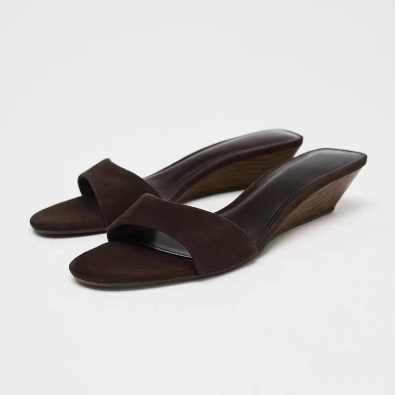 Новые летние коричневые босоножки на танкетке, женская модная обувь, черные большие босоножки, роскошные тапочки на каблуке, Zapatos De Mujer