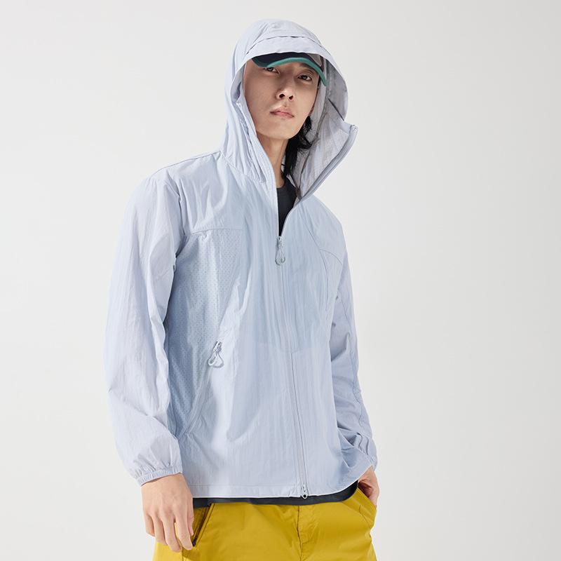 Ice silk outdoor sunscreen clothing for women, light and breathable skin clothing, hooded UV protection UPF10 + sunscreen clothing for men