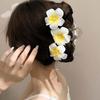 Bohemian Yellow Plumeria Flower Pearl Headdress Hair Clip Claw Women Girls Grab Back Of The Head Hair Accessory