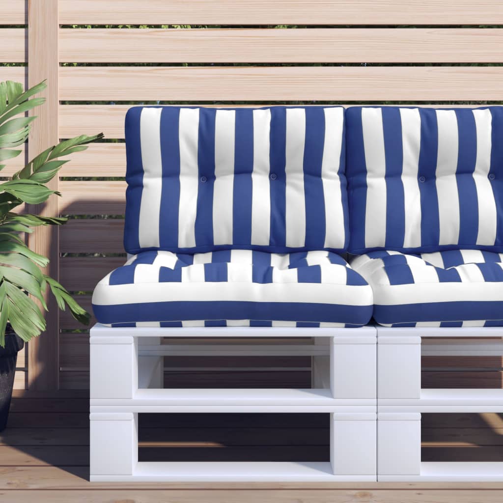 Pallet Cushion Blue White Striped 50x40x12 cm Fabric