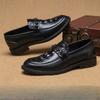 Деловые формальные туфли-лодочки с принтом, из кожи, с мыском из коровьей кожи, для мужской обуви, модный британский стиль, удобные и повседневные кожаные туфли
