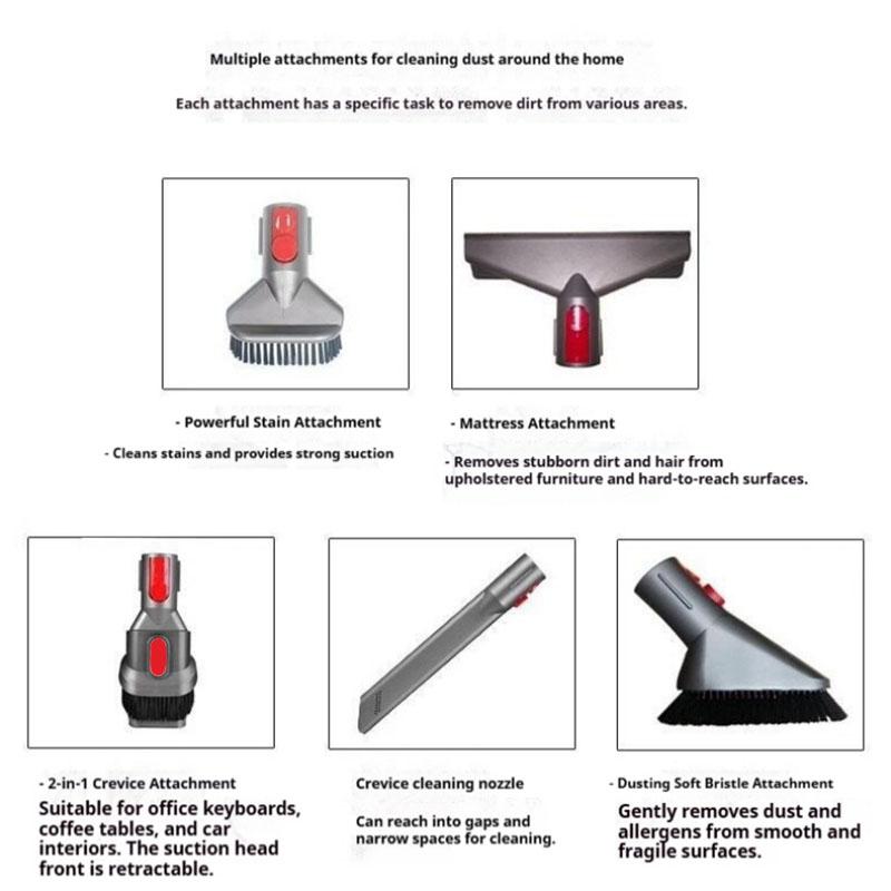 Flat Suction Nozzle Head For Dyson V7 V8 V10 V11 V12 V15 Vacuum Cleaner Mattress Brush Head Round Brush Soft Brush Parts
