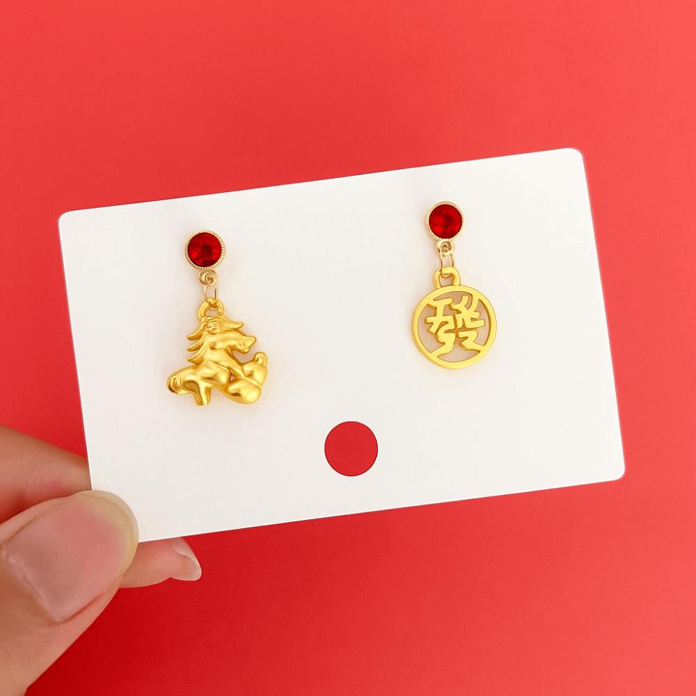 Chinese Style Red Pony Earrings Fashion Jewelry Horse Mascot Drop Earrings  Gift