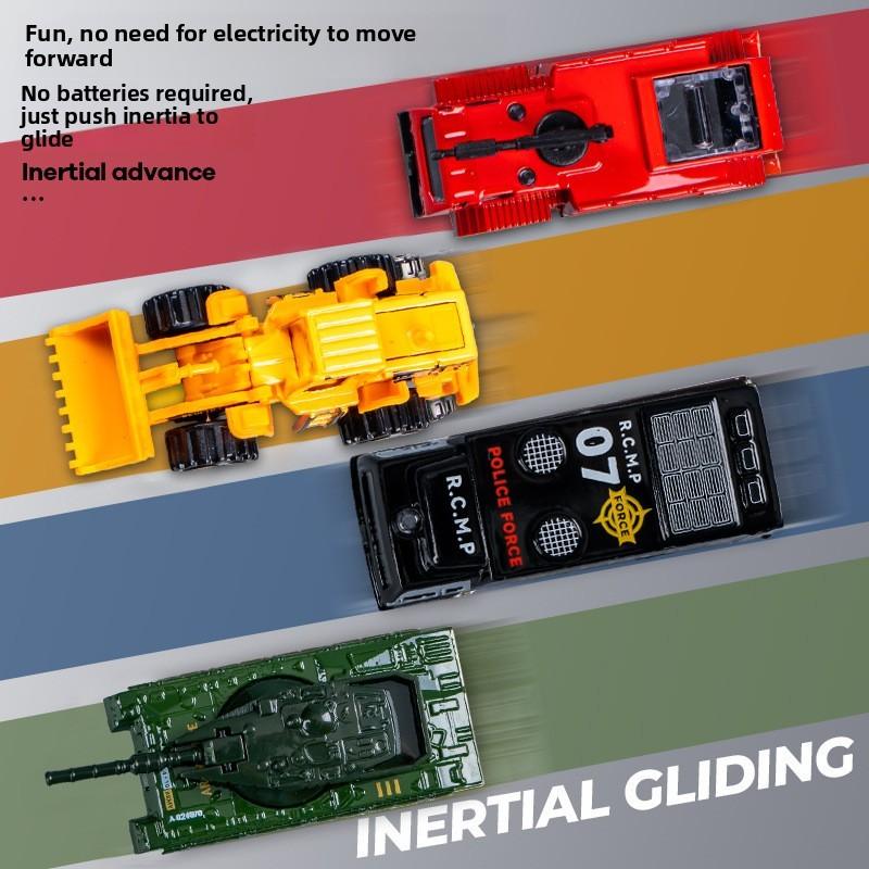 Коллекция мини-инженерных машин из сплава: пожарная машина, полицейская машина с инерционным механизмом для детской игры