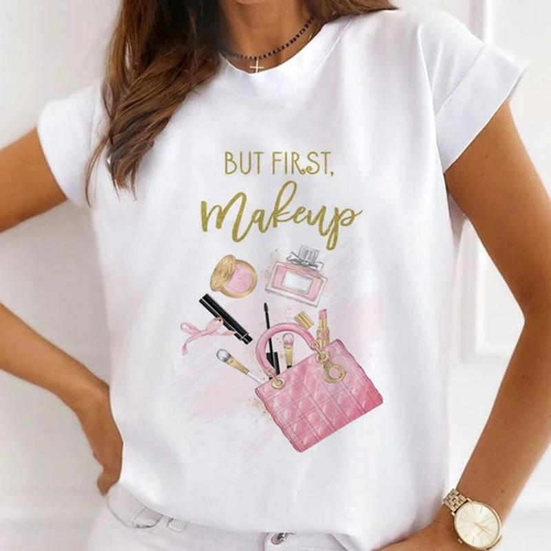 Summer Plus Size Women's Top with Letter Print Retro Pure Cotton Short Sleeved T-Shirts Women’s