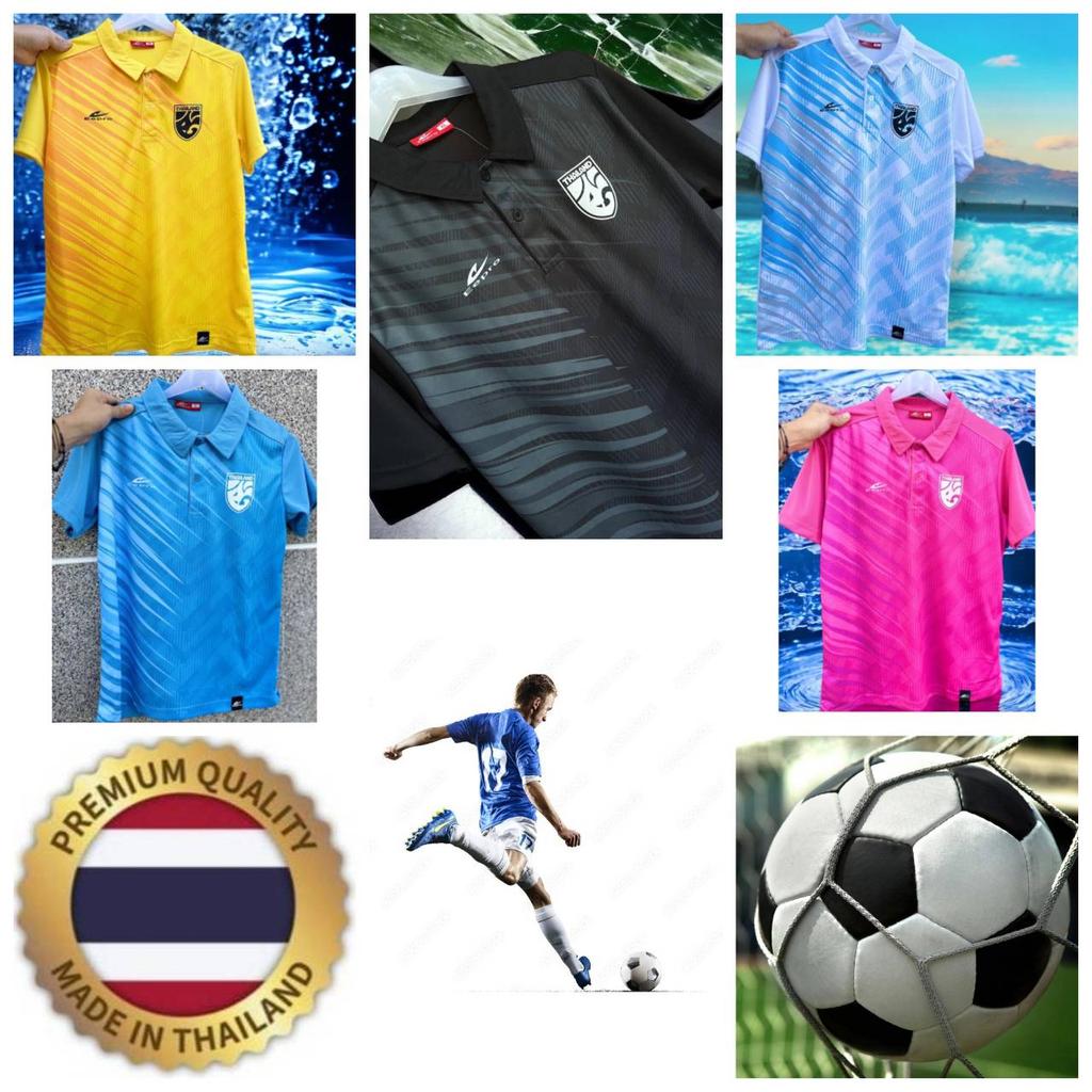 THAILAND National Football Soccer Training JERSEY Casual CHEER Print Quick Dry Shirt Polo Polyester Short Sleeve Uniform Elephant Logo Sport Outdoor