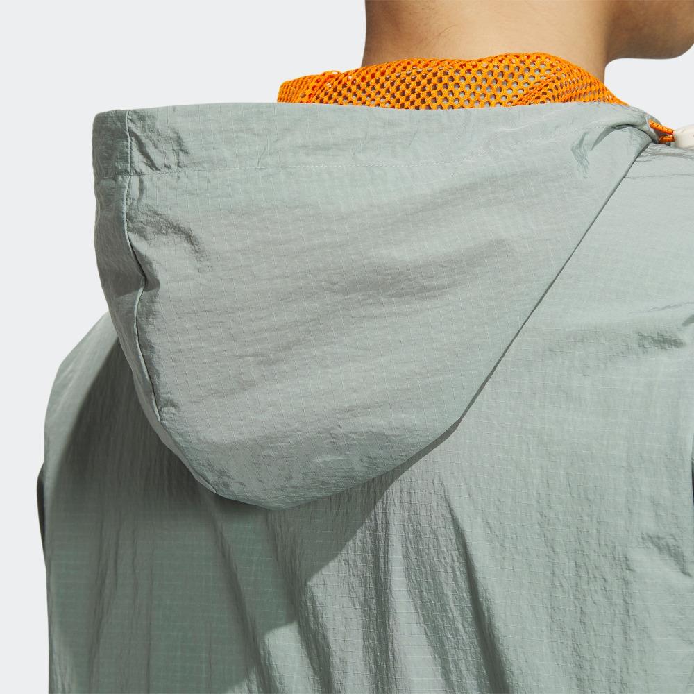 Adidas Originals Trefoil Logo Solid Long Sleeve Hooded Jacket Men Outerwear Silver Grey Green IK8594