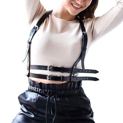 Decopunk Новые кожаные сбруи Подвязки Сексуальное женское боди Бондаж Нижнее белье Клетка Скульптурная сбруя Готический Harajuku Подтяжки Пояс для меча
