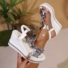 Fashion Women High Heel Wedge Sandals Decoration Rhinestones Popular Among Toe Shoes for Women Platform Fashionable Butterfly Sandals