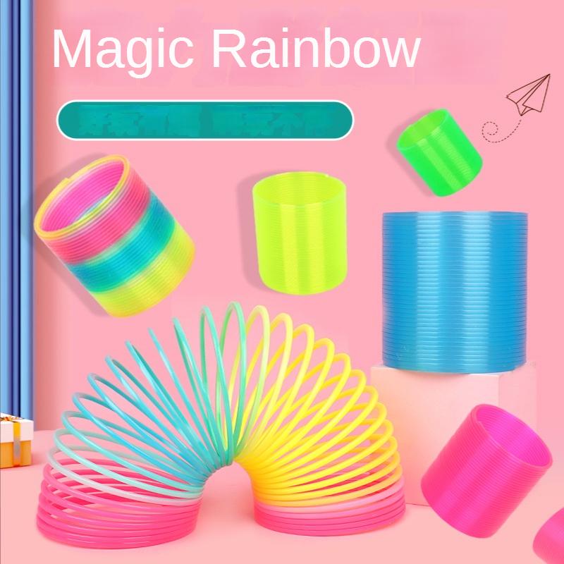 Large Rainbow Elastic Coil Spring Folding Magic Hula Coil