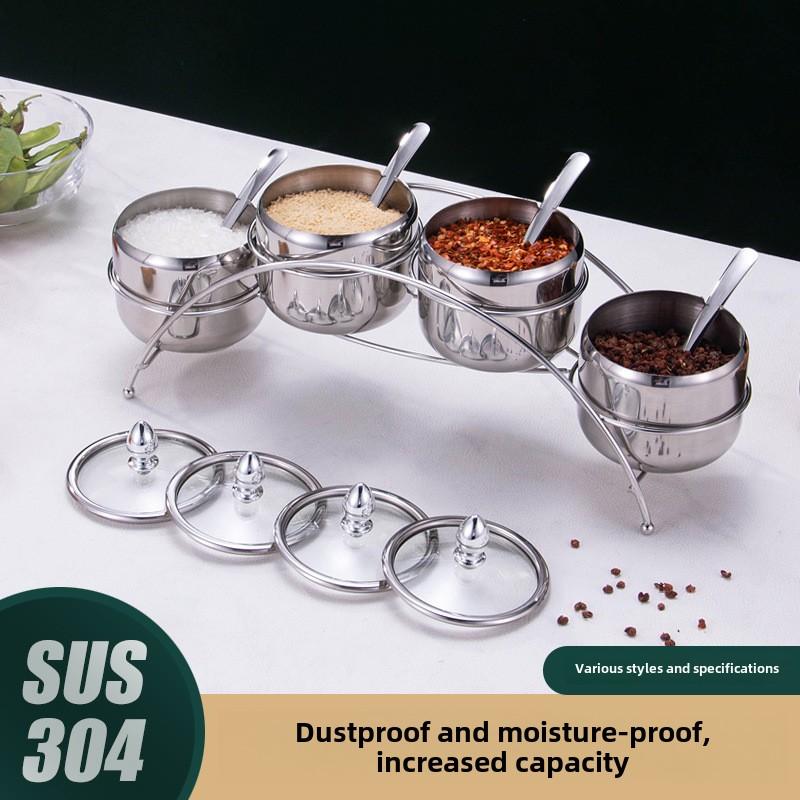 Household 304 Stainless Steel Seasoning Tank Buffet Restaurant Hotel Korean Gold Seasoning Salt Tank Seasoning Storage Tank