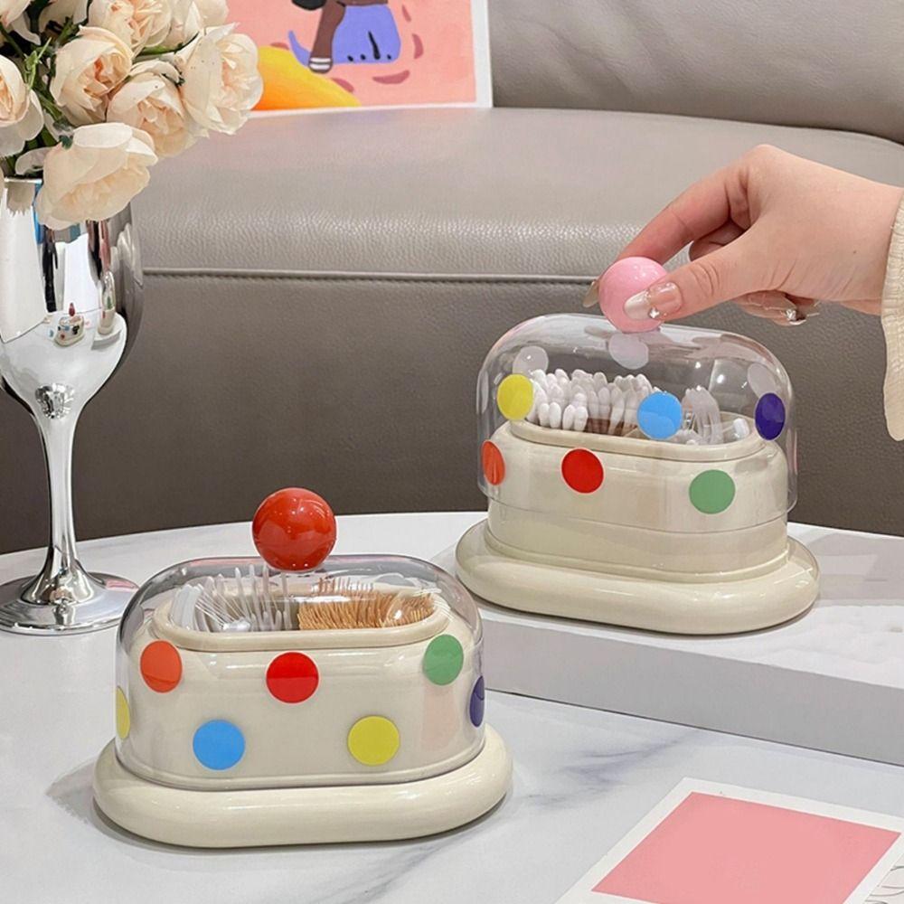 Double Grid Dopamine Toothpick Box Plastic Dental Swab Tube Practical Cotton Swab Tube  Living Room