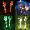 2Pcs 18in Halloween Skeleton Hands Decoration Glowing Lights, Skeleton Hand Garden Lights, Horror Garden Decoration Stakes