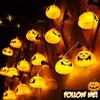Piece 1 Halloween String Lights 1.5m59inch Ghost Face Pumpkin Solar String Lights Can Be Hung on The Yard Party Lawn