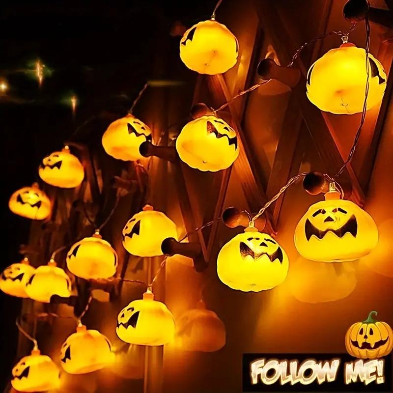 Piece 1 Halloween String Lights 1.5m59inch Ghost Face Pumpkin Solar String Lights Can Be Hung on The Yard Party Lawn