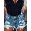 2024 европейские и американские новые рваные джинсовые шорты, персонализированные моющиеся рваные брюки для женщин