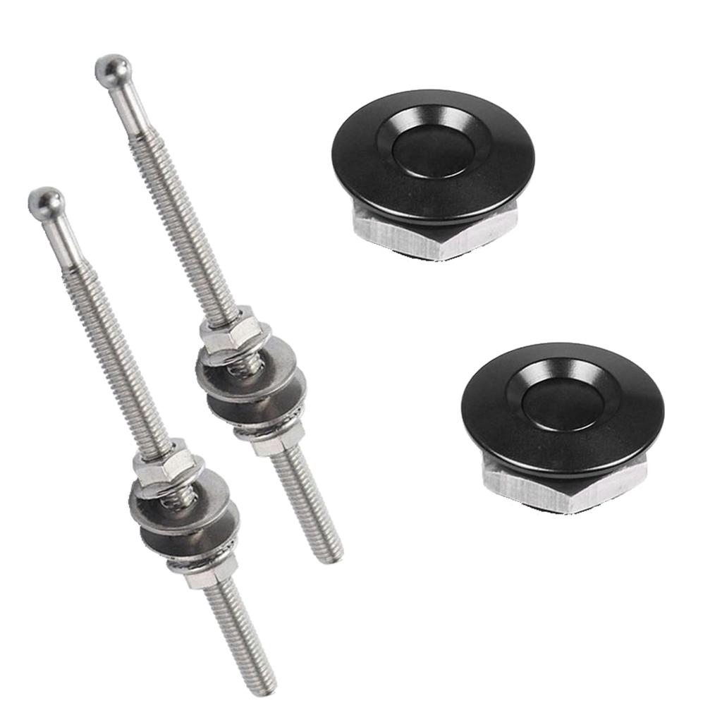 ROOOCYY Hood Pins Universal Push Type Hood Pins Trunk Aero JDM USDM Custom Set of 2 Black