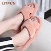 Модные женские пушистые тапочки Litfun, теплые плюшевые тапочки для дома с открытым носком и перекрестными ремешками, обувь для дома с мягкой поддержкой свода стопы, регулируемые