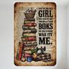 Vintage 'Once Upon A Time Was A Girl Who Really Loved Books And Quilting' Metal Tin Sign - Reading Sewing Home Decor Wall Art Fo