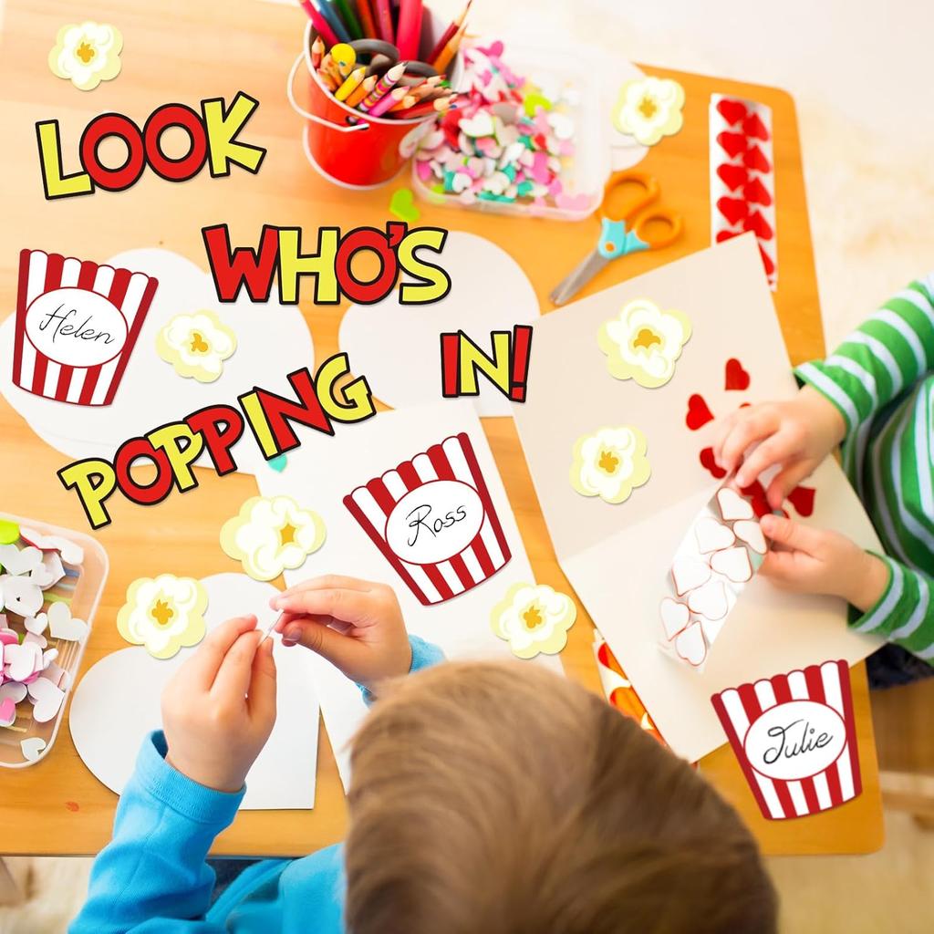 Whaline 77 шт. Декорации для доски объявлений в виде попкорна Вырезки в виде ведерка для попкорна Декор для класса «Снова в школу» Вырезки на тему кино для учеников Школы