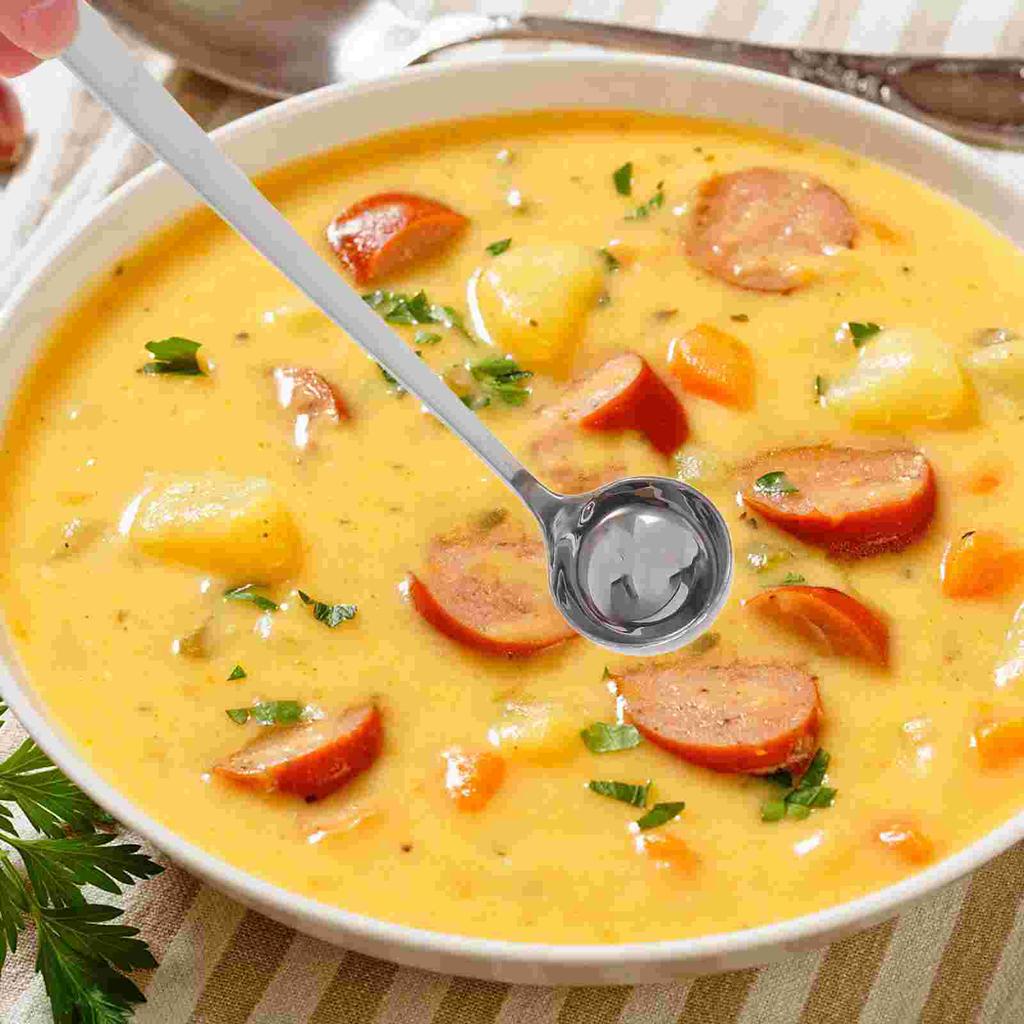 Длинная ложка для смешивания Ложки для приготовления пищи Большая порция супа Кухня Вок Половник Металлическая ручка Помешивание