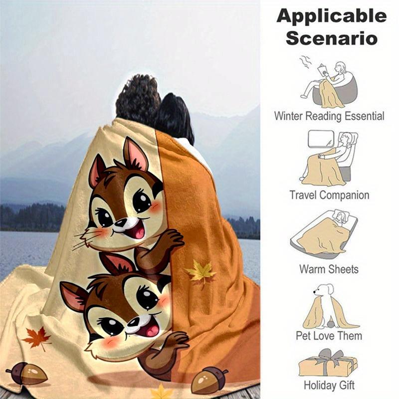 1pc Seasonal Home Decorative Blanket, Universal Throw for All Seasons, Cute Squirrel Design, for Decorating Your Own Sofa and Living Room, S