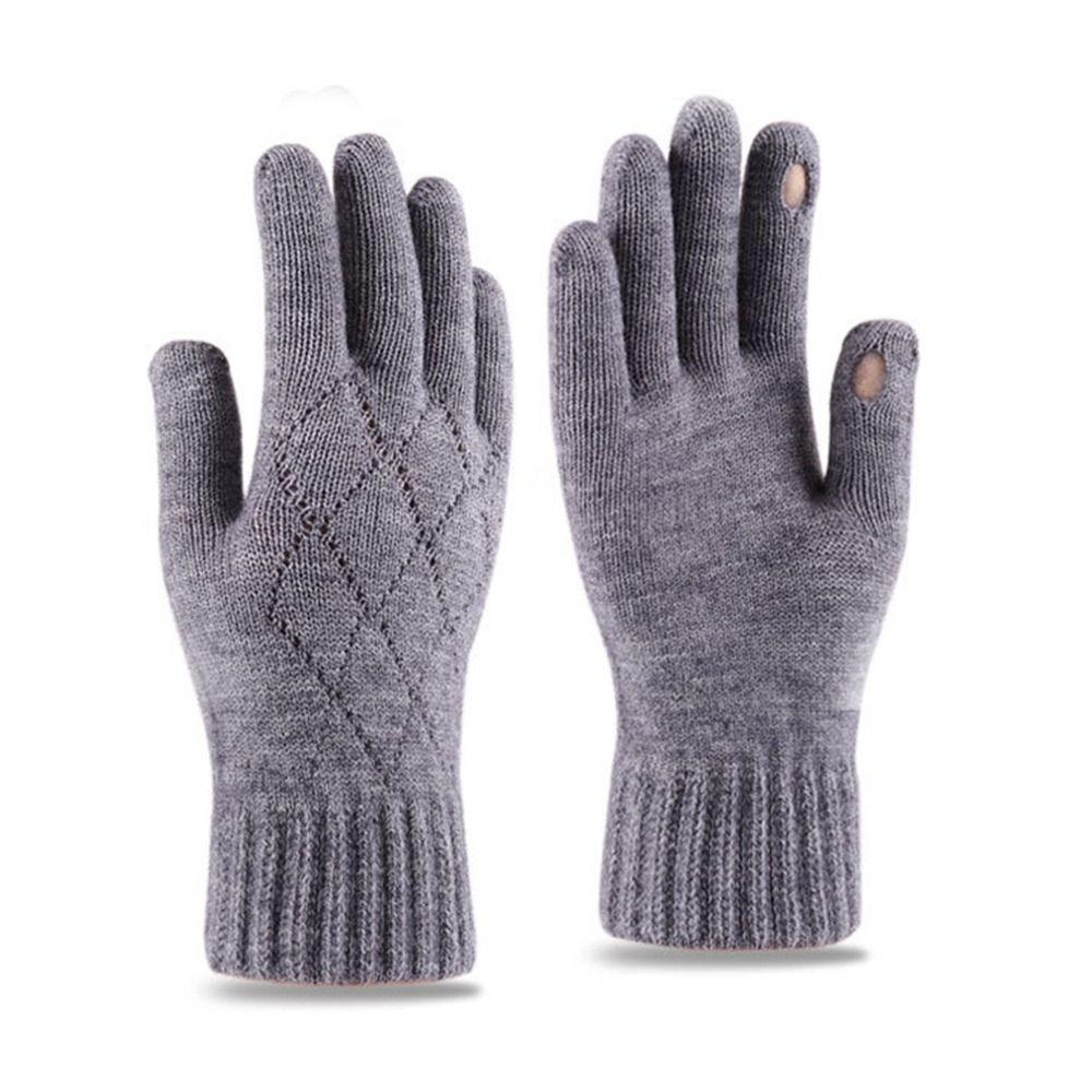 Шерстяные вязаные перчатки с полными пальцами, ветрозащитные флисовые перчатки, модные перчатки для велоспорта и вождения для зимы