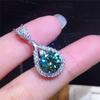 Huitan Gorgeous Green Cubic Zirconia Pendant Necklace Luxury Women's Wedding Neck Accessories Newly-designed Necklaces Jewelry