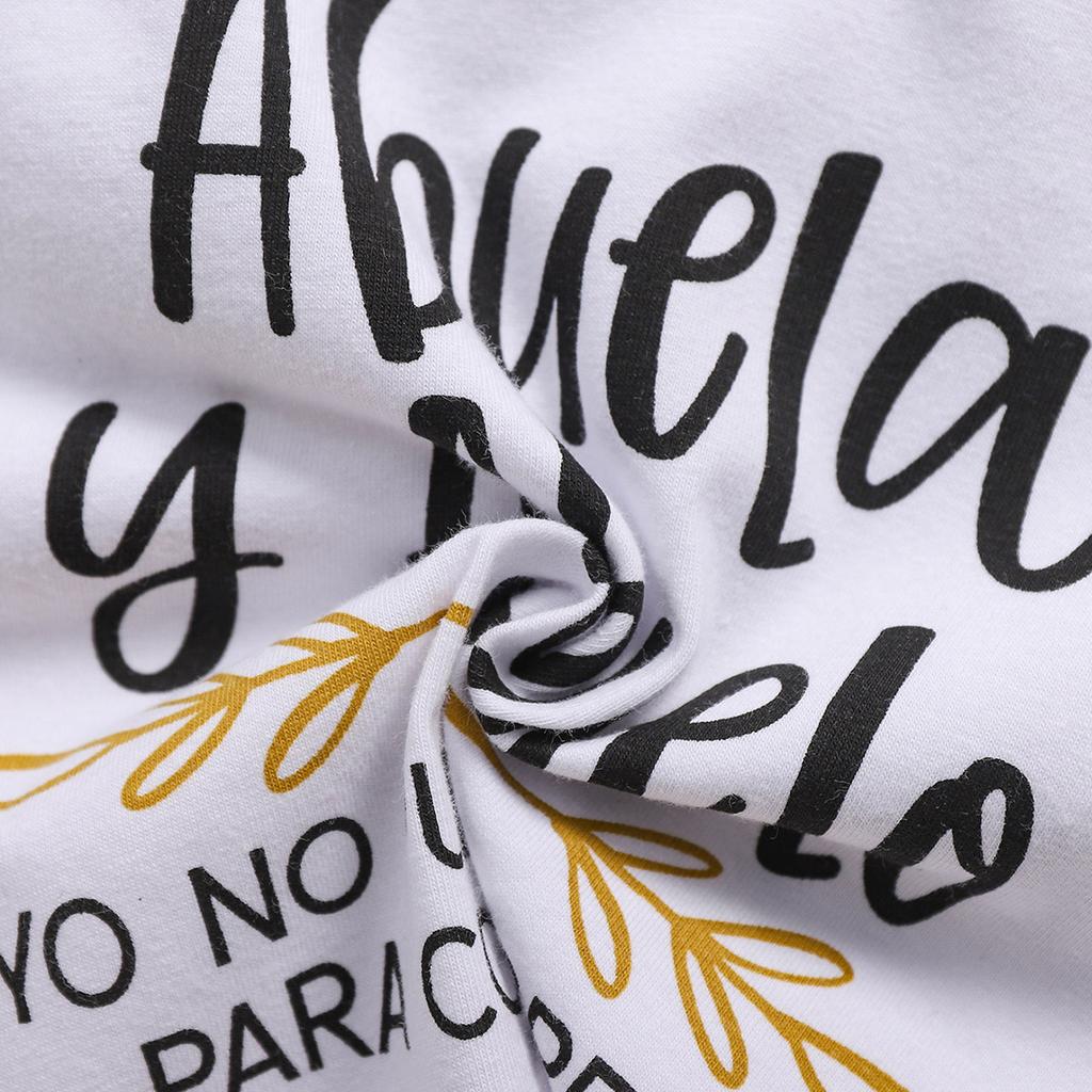 3-18 месяцев Милый детский комбинезон с испанскими буквами и принтом «Abuela Y Abuelo» из хлопка с короткими рукавами