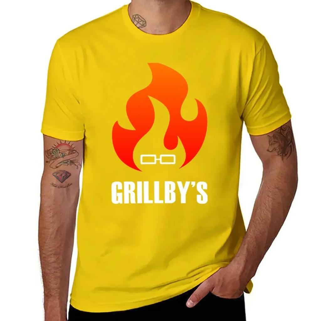 Футболка с логотипом Grillbys для мальчиков Белые рубашки Графические футболки Унисекс Графические футболки