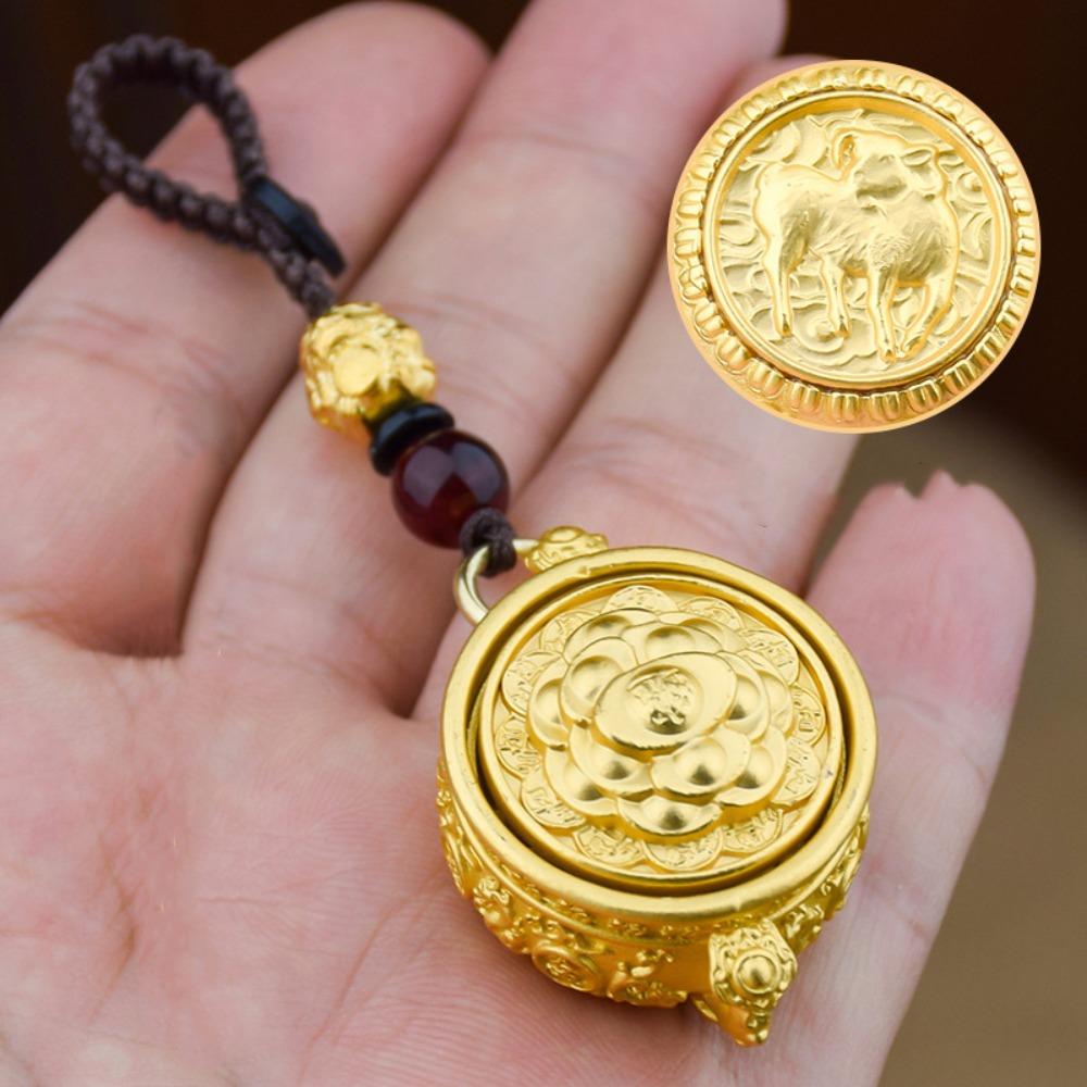 Brass Chinese Style Lucky Pendant Copper Car Key Ring Auspicious Zodiac Cornucopia Key Chain Men