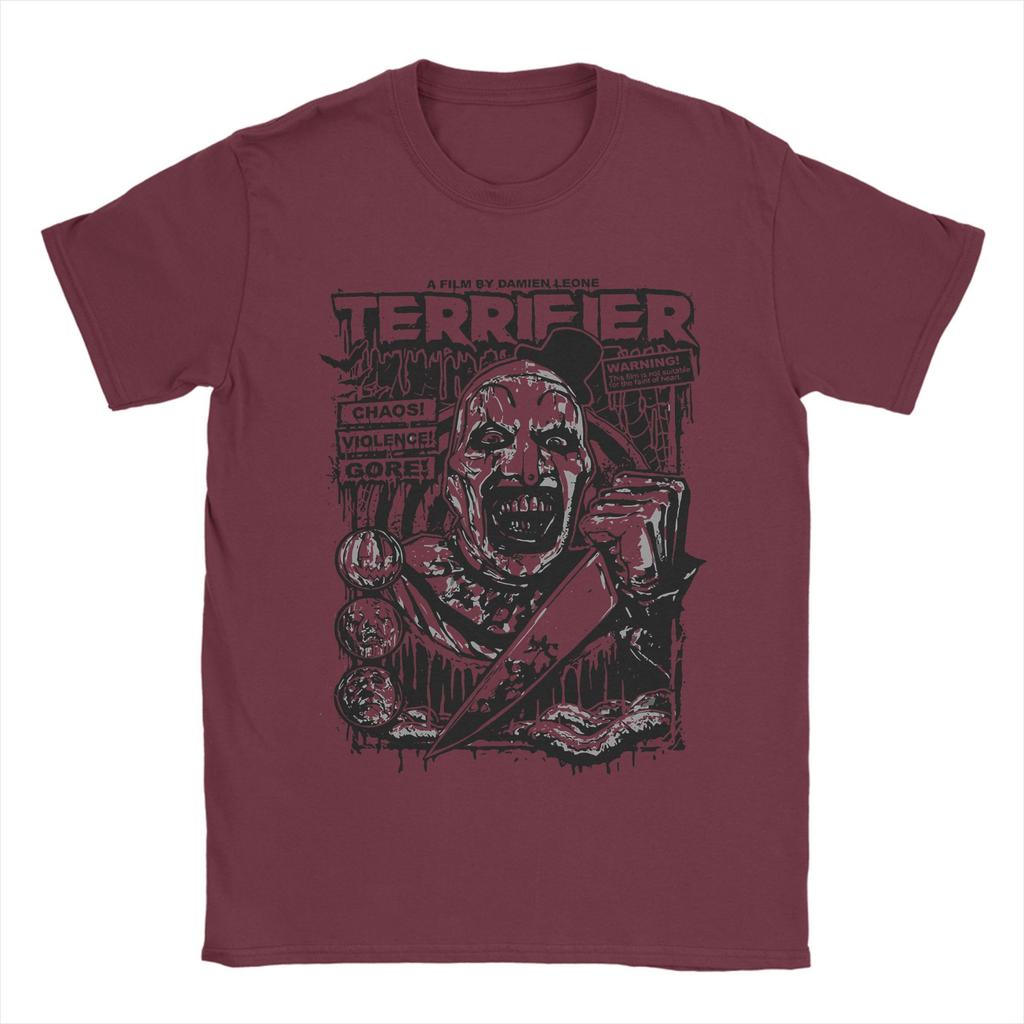 Funny Terrifier Clown Horror Film TShirt for Unisex Crewneck Pure Cotton T Shirts Short Sleeve Tee Shirt Plus Size Clothes