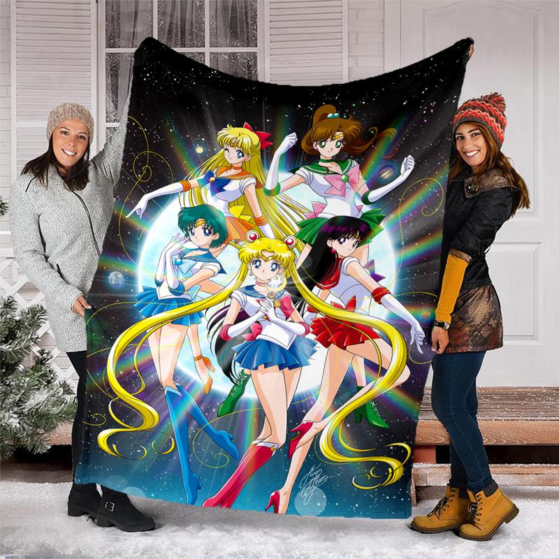 Moonlight Sailor Print Flannel Blanket, Soft Warm Lightweight Throw Blanket for living Room,Sofa Bed Camping office